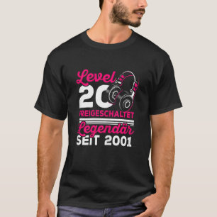 Damen Mädchen Level 20. Geburtstag Gamer Vintage 2 T-Shirt