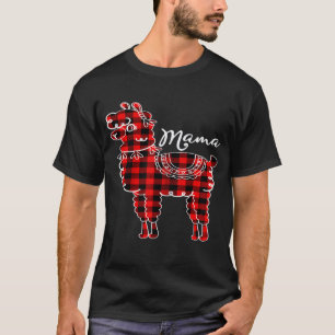 Damen Mama Lama Rotkariert passende Familien-Pyjam T-Shirt