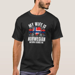 Damen Meine Frau Ist Norwegische Pride-Flagge Heri T-Shirt
