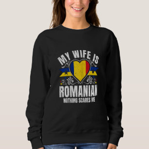 Damen Meine Frau Ist Rumänisch Stolz Flagge Erbe R Sweatshirt