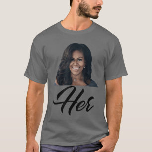 Damen Michelle Obama Blau Klein Classic Fit V T-Shirt