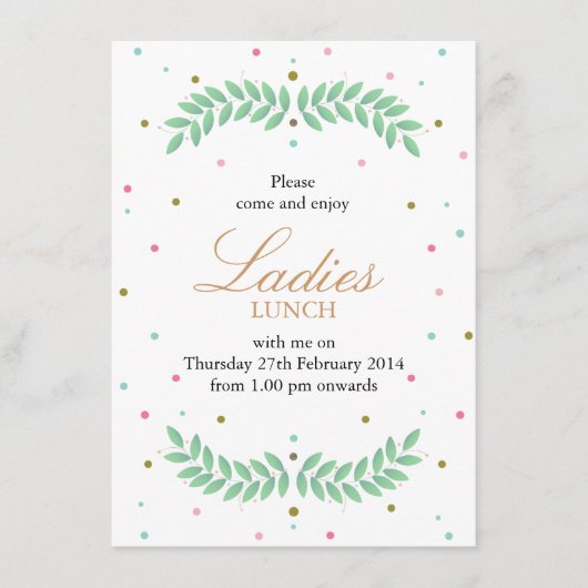 Damen-Mittagessen Menükarte (Vorderseite)