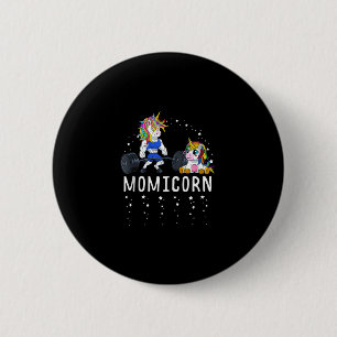 Damen Momicorn Einhorn Mama Fitness Gym Gewichtheb Button