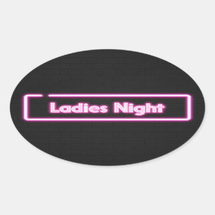 Damen Nacht Neon LED Schild Ovaler Aufkleber