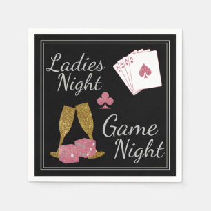 Damen-Nachtspiel-Nachtgold und rosa Glitzer Serviette