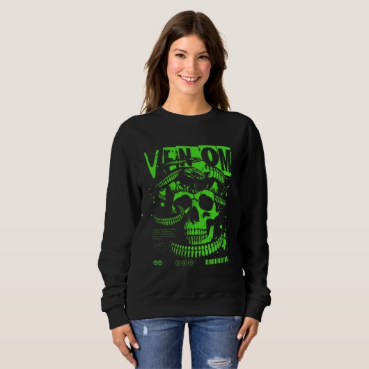 Damen Neon Venom Schädel Kapuzenpullover - Radioak Sweatshirt (Vorne ganz)