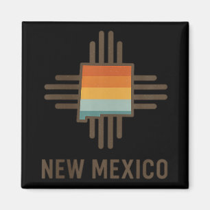 Damen New Mexico Zia Symbol Retro Sonnenuntergang Magnet
