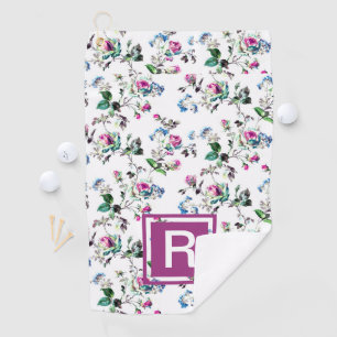 Damen-personalisiertes Blumenmonogramm-Golf-Tuch Golfhandtuch