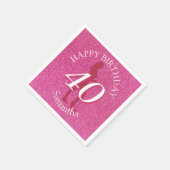 DAMEN PINK GLITTER GROSSER GEBURTSTAG SERVIETTE (Ecke)