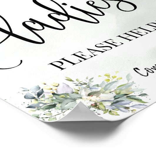 Damen Powderzimmer Hochzeitsempfang Eukalyptus Poster (Ecke)