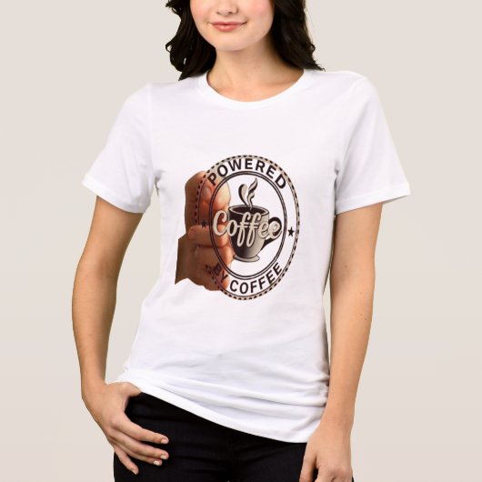 Damen Premium Soft "Powered By Coffee" Tri-Blend Shirt (Vorderseite)
