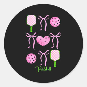 Damen preppy rosa Pickleball-Shirt Mädchen lieben Runder Aufkleber