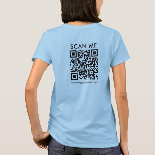 Damen QR Code Scan Me doppelseitig hellblau T-Shirt (Rückseite)
