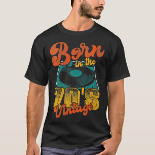 Damen Retro In Den 70ern Geboren Vinyl 50 B T-Shirt