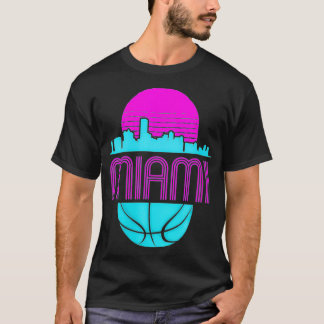 Damen Retro-Stadtansicht von Miami Florida Basketb T-Shirt