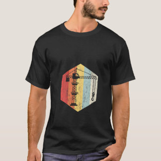 Damen Retro-Stil Vintage-Turmdrehkran-Bedienerin T-Shirt