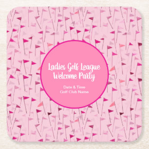 Damen Rosa Golf Flagge Party Untersetzer