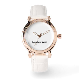 Damen-Roségold-Vintage-Armband mit weißem Leder Armbanduhr