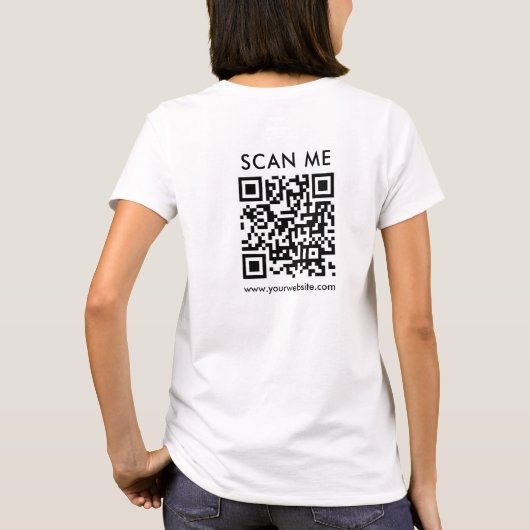 Damen scannen QR-Code beidseitig bedruckt Weiß T-Shirt (Rückseite)