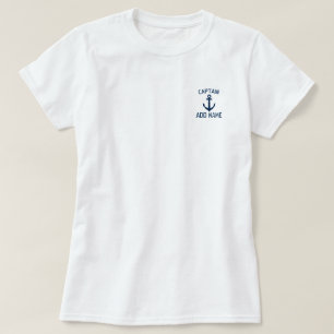 Damen Schiffs Kapitän Name Marine Anker T-Shirt