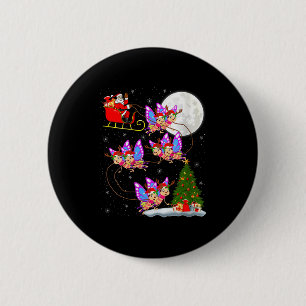 Damen Schmetterling Weihnachtsmann Schlitten Flieg Button