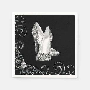Damen-Schwung-Glitter-High-Heel-Schuhe Serviette