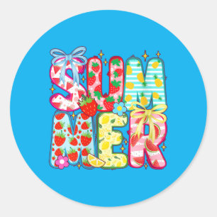 Damen Sommer Shirt Süße Früchte Buchstaben Erdbeer Runder Aufkleber