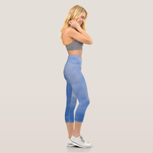 Damen Sportlich Chic Aktiv Bekleidung Blau Himmel Capri Leggings