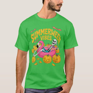 Damen Summerween Vibes Skelett Kürbis Spuk Va T-Shirt