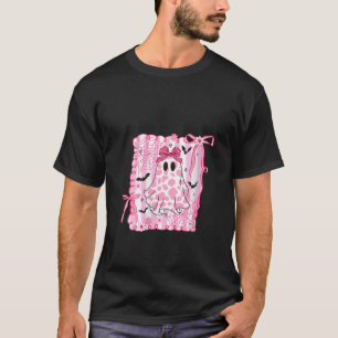 Damen Süße Geister Coquette Rosa Schleife Kuhdruck T-Shirt