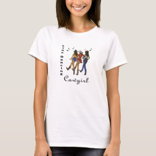 Damen-T-Shirt der Western-"Linien-Tanzen-Cowgirl" T-Shirt