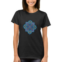 Damen-T-Shirt mit schönem blauem Mandala