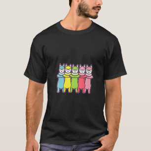 Damen Techno Tanzender Regenbogen Katze Lustig Rav T-Shirt