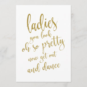 Damen-Toilette Gold Günstiges Hochzeitsschild Einladung