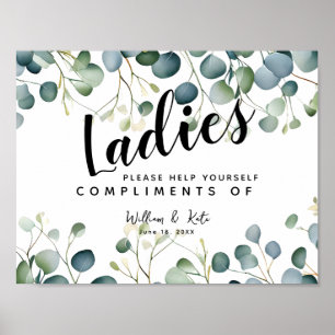Damen Toilettenschild Körbchen Eukalyptus Poster