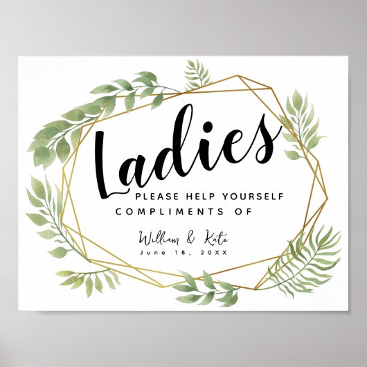 Damen Toilettenschild - Kosmetikkorb Kristall Poster (Vorne)