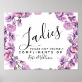 Damen Toilettenschild - Kosmetikkorb lila Poster (Vorne)