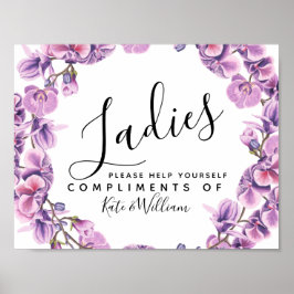 Damen Toilettenschild - Kosmetikkorb lila Poster