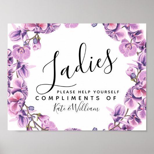 Damen Toilettenschild - Kosmetikkorb lila Poster (Vorne)