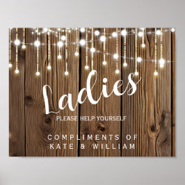 Damen Toilettenschild - Kosmetikkorb rustikal Poster