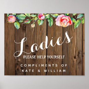 Damen Toilettenschild - Pflegeprodukte Körbe Poster