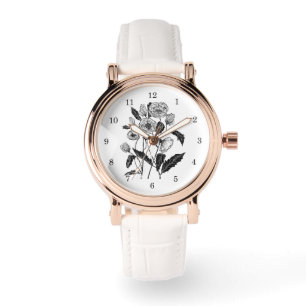Damen-Uhr mit Mohnblumen Armbanduhr