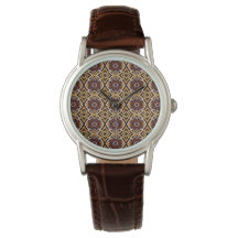 Damen-Uhr Retro Groovy Braun Creme Muster