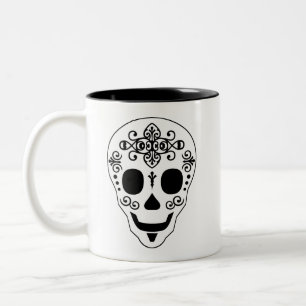 Damen-und Herr-Zuckerschädel durch Zweifarbige Tasse