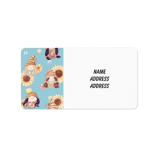 Damen und Sonnenblumen Adressaufkleber (Vorne)