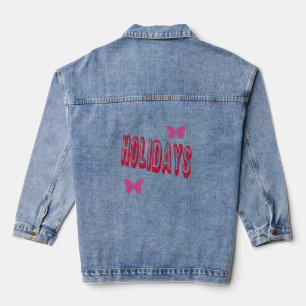 Damen-"Urlaub"-Grafikdruckjacke Rosa Aber Jeansjacke