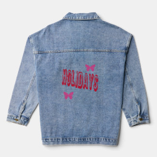 Damen-"Urlaub"-Grafikdruckjacke | Rosa Aber Jeansjacke