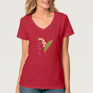 Damen-V-necked T - Shirt: Maiglöckchen T-Shirt