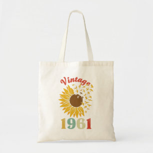 Damen Vintage 1961 Sonnenblume 60. Geburtstag Tragetasche