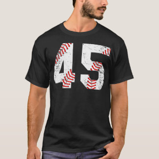 Damen Vintage Baseball 45 Trikot Nummer V-Ausschni T-Shirt